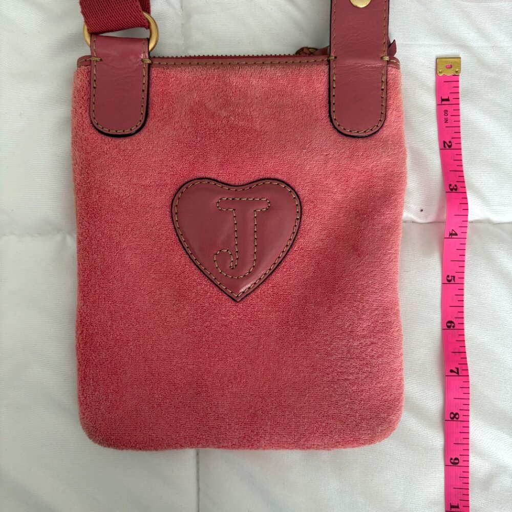 Vintage Juicy Couture Purse Crossbody Bag Terry Cloth Pink Barbiecore Y2K - Picture 7 of 10